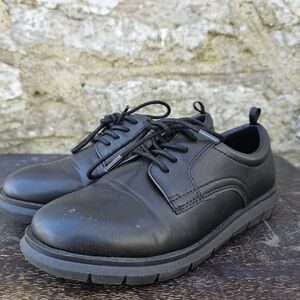 Boys Sz‎ 2 Black Lace Up Oxdord Dress Shoes Memory Foam Wedding